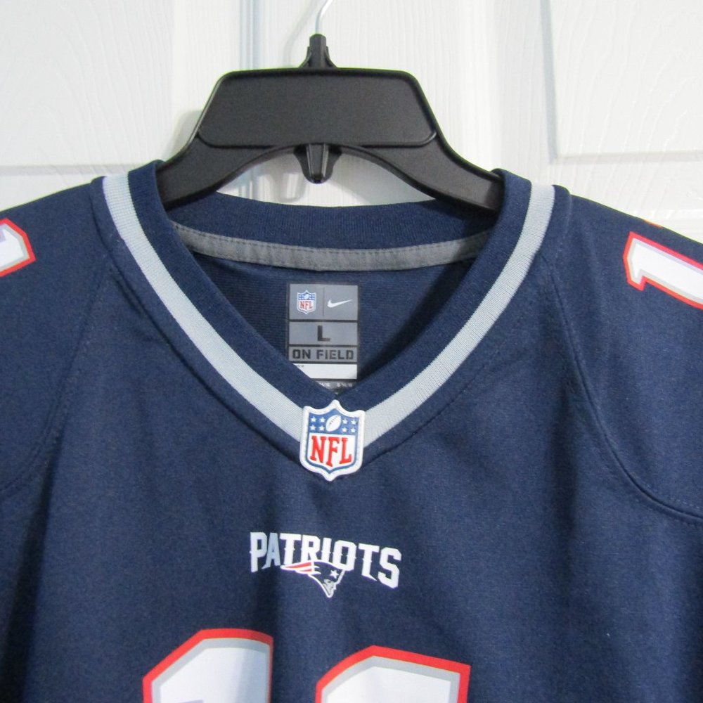 Julian Edelman New England Patriots Blue Jersey Youth Size Large Nike On Field - Picture 2 of 8